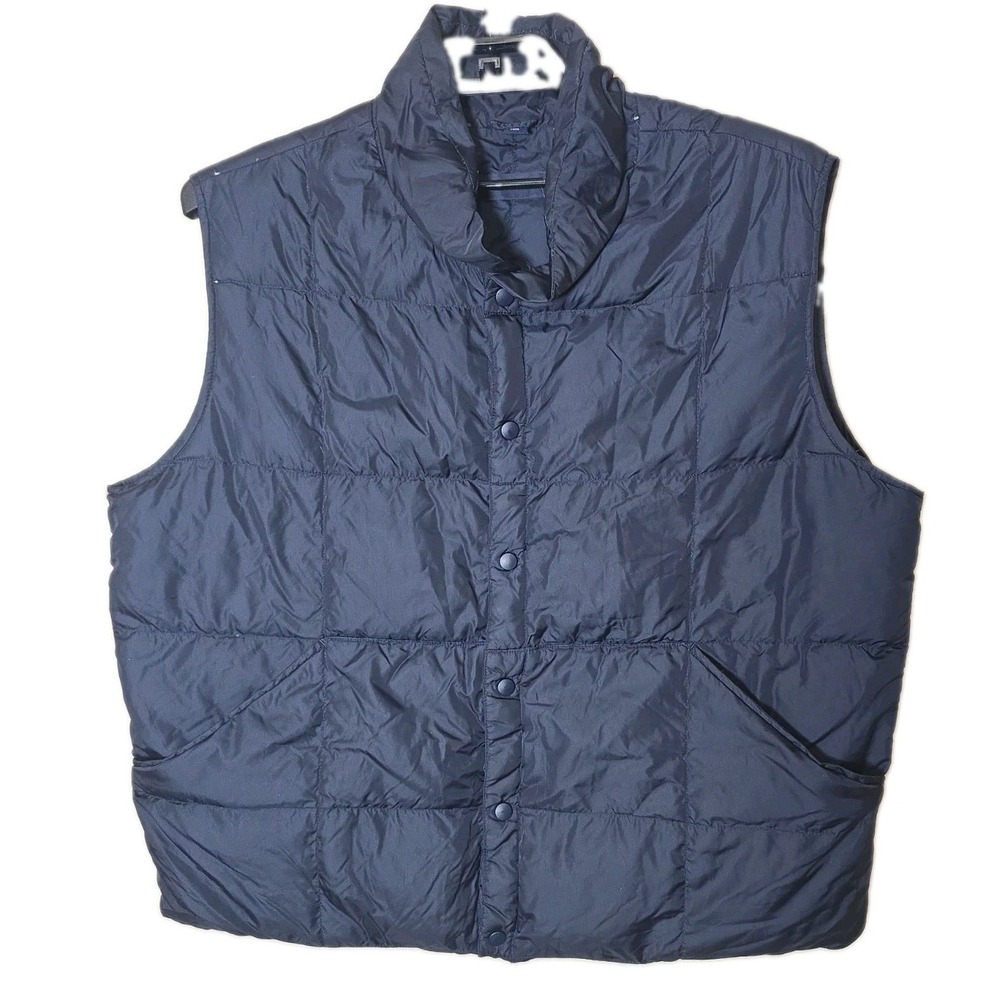 Lands' End Goose Down Vest Men' Size XL Navy Puffer Packable Lightweight Outdoor